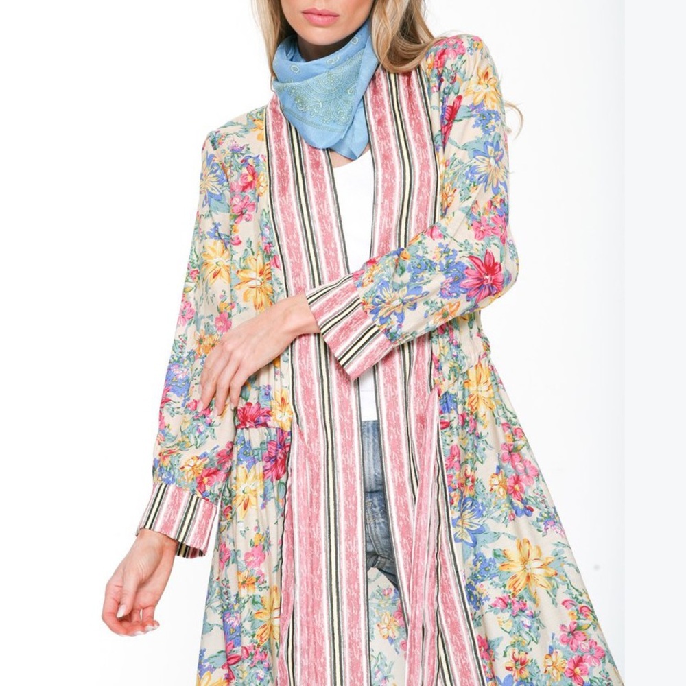 Aratta Silent Journey I Will Meet You at Maxi Duster Floral Sz S - Picture 2 of 12
